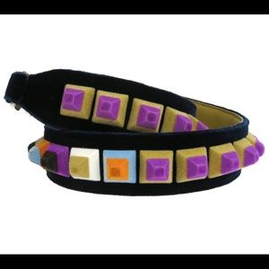 FENDI ROMA Logos Monster Shoulder Bag Strap Accessory Suede Skin Leather